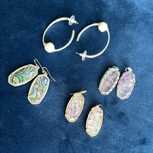 Elegant Silver and Purple Earrings Set